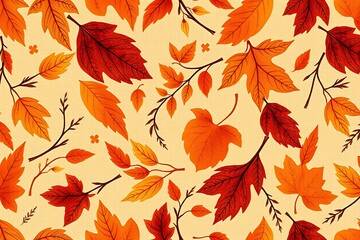 Obraz premium Autumn Leaves Seamless Pattern 