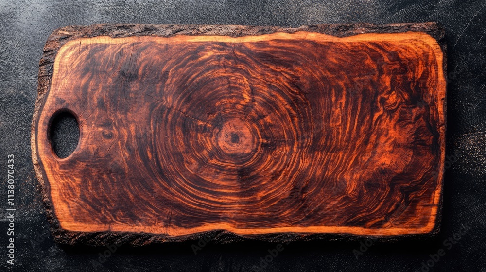 Poster Wood Cutting Board Texture with Natural Grain Patterns and Unique Rustic Edges for Culinary and Design Use