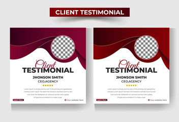 Customer feedback social media post template or Client testimonials.
