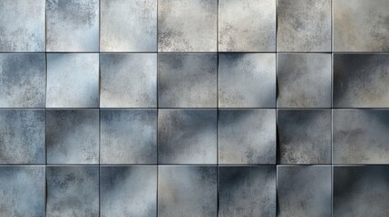 Abstract tiled background with metallic texture in shades of blue and gray suitable for design and interior use
