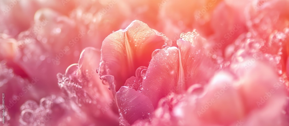 Aufkleber close up macro image of soft blurred pink tulips with gentle light creating a dreamy springtime atmo