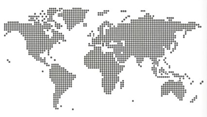 Fototapeta premium Dotted world map. Grey vector illustration. World map vector, isolated on white background. Suitable for web site pattern, anual report, inphographics. Globe similar worldmap icon. Travel worldwide