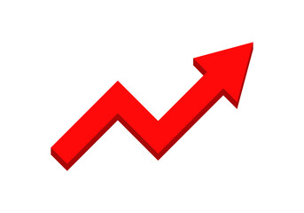 A bold red zigzag arrow pointing upwards, symbolizing growth, progress, or increasing trends.