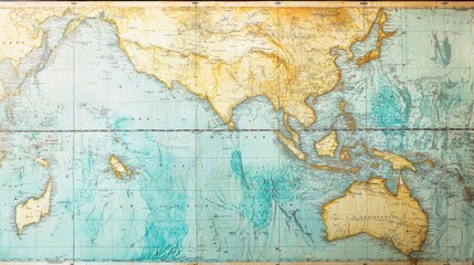 Vibrant and intricate map showcasing Asia and the Pacific. Ideal for educational projects and travel planning. Discover the beauty of geography. Generative AI
