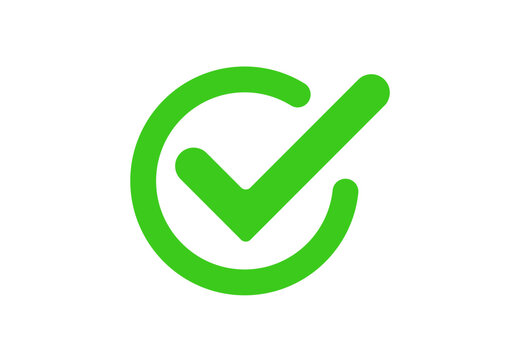 Bright green check mark in a circle, signifying approval, confirmation, or correctness.
