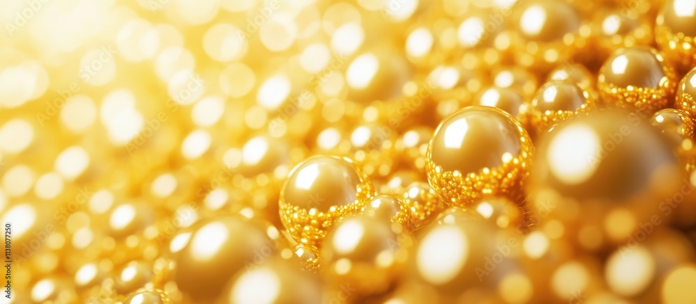 Poster glittering golden pearls texture creating a luxurious backdrop with shimmering details for elegant c