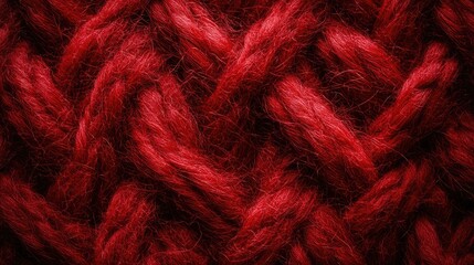 Fototapeta premium Dark red woven fiber texture background with intricate patterns ideal for textile design and artistic projects.