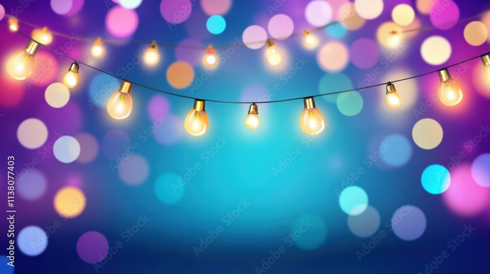 Poster colorful bokeh lights create a vibrant backdrop with glowing bulbs adding warmth and charm to any fe