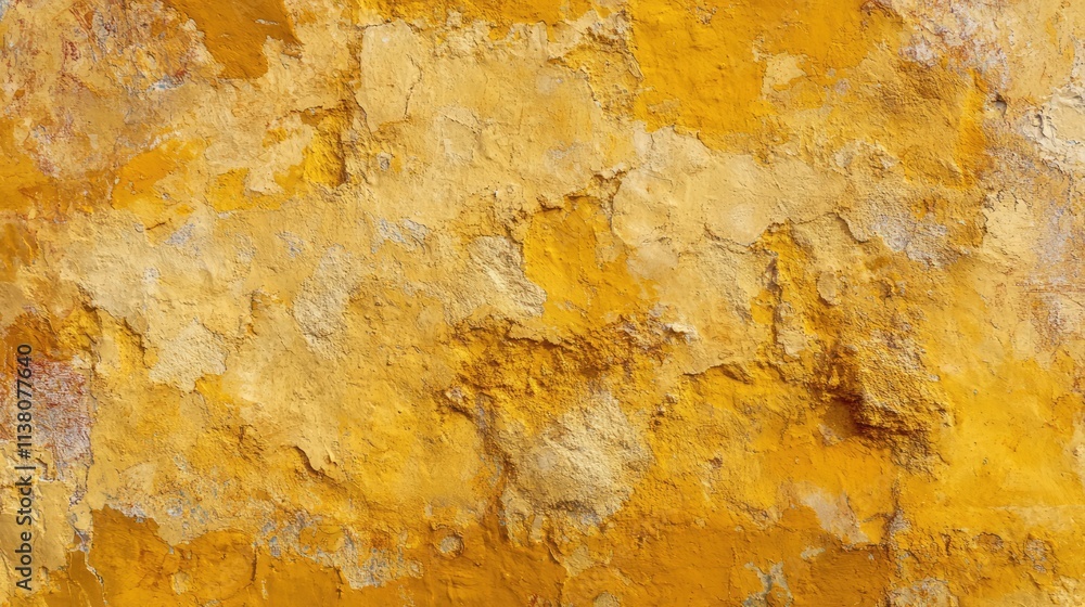 Poster textured background of weathered yellow plaster displaying natural imperfections and rustic charm fo