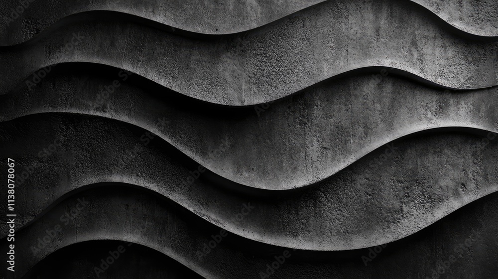Poster textured wavy surface in grayscale showcasing depth and contrast ideal for backgrounds and graphic d