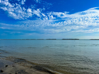 rimini beach in the early morning with beautiful sky