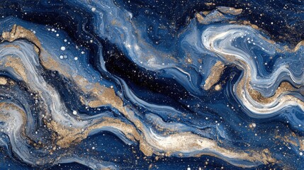 Obraz premium Elegant Blue and Gold Abstract Swirl Design