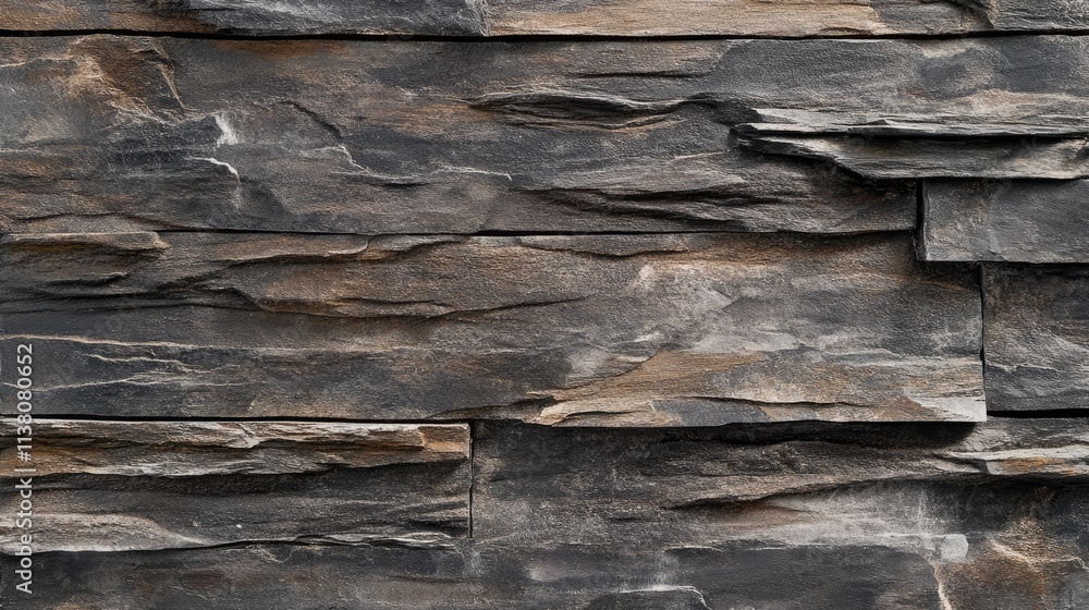Poster dark stacked stone wall texture for architectural and design backgrounds showcasing rustic charm and