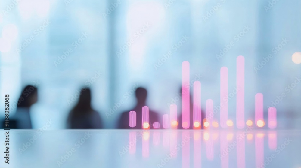Aufkleber abstract financial discussion silhouettes and pink data trends on a soft background