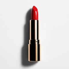 Obraz premium Luxury red lipstick display clean background beauty product photography minimalistic setting close-up view glamour concept, isolated on white background