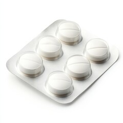 Essential medicine tablets isolated on white background pharmaceutical content clean environment close-up view health concept