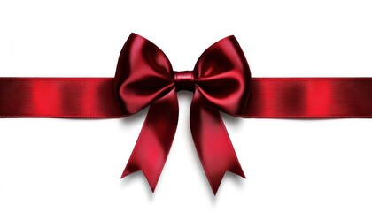 Fototapeta premium Elegant red satin bow with shiny ribbon, perfect for gifts, decorations, and celebrations.