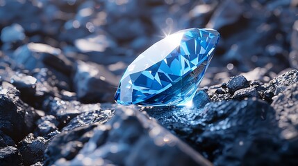 Close up of diamonds various cuts and sizes on dark blue background.