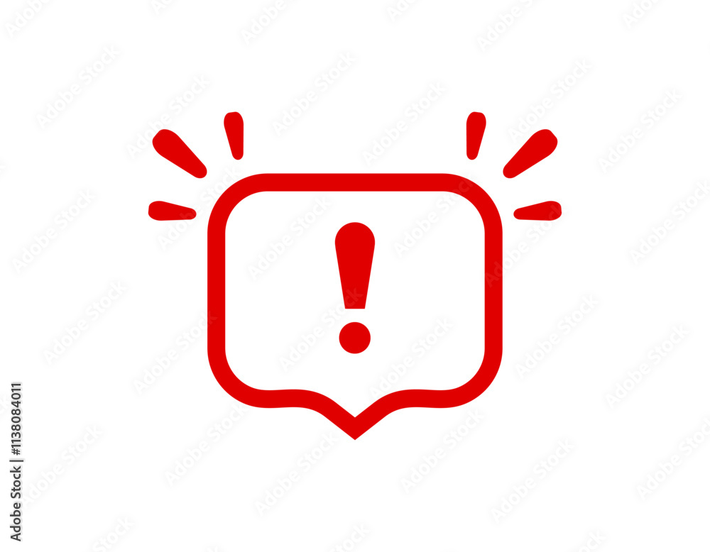 Poster a red exclamation mark inside a framework. used to signify warnings, alerts, or caution.
