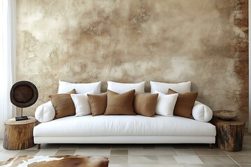 Modern Minimalist Living Room with Neutral Sofa