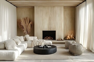 Obraz premium Modern Beige Living Room Interior Design