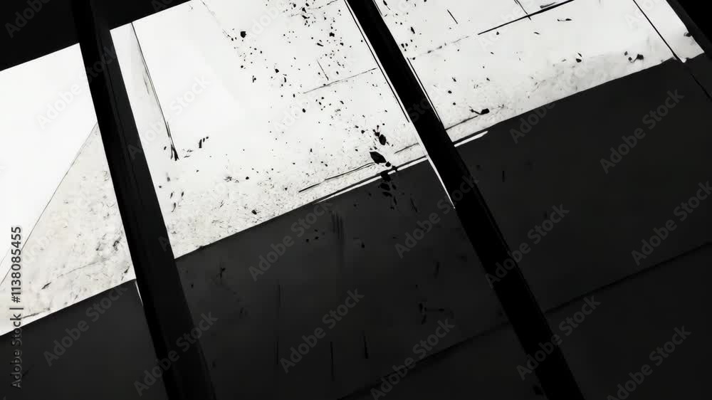 Aufkleber abstract view of light filtering through structures with scattered debris at an urban location in th