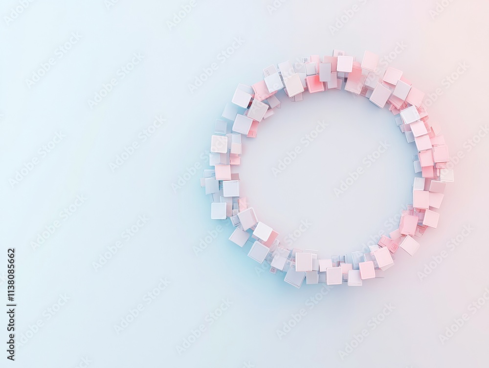Aufkleber abstract digital community concept with gradient cubes in circular formation