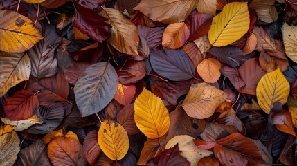 Fototapeta premium autumn yellow and burgundy leaves
