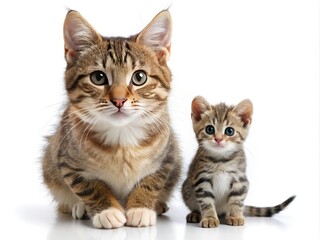 Obraz premium Studio shot: Adorable cat and mouse, best friends, against a pristine white backdrop.