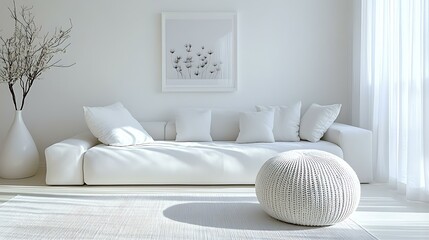 Modern Minimalist White Living Room Interior