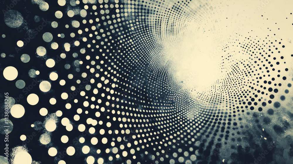 Poster circle black and white dotted pattern. abstract on background with halftone effect. vector illustrat