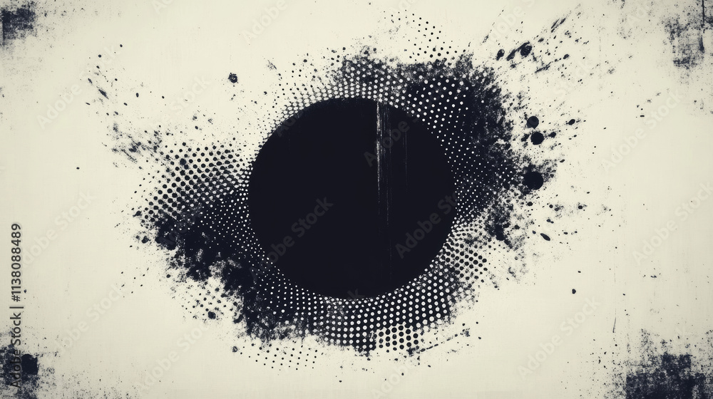 Poster circle black and white dotted pattern. abstract on background with halftone effect. vector illustrat