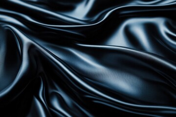Fototapeta premium Elegant Black Silk Fabric Texture Close-Up
