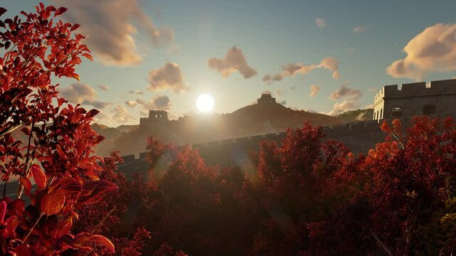 Sunrise scenery of the Great Wall of China, Beijing