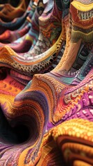 intricate abstract artwork with vibrant patterns, bold and dynamic composition, artistic and mesmerizing focus, vibrant and detailed design