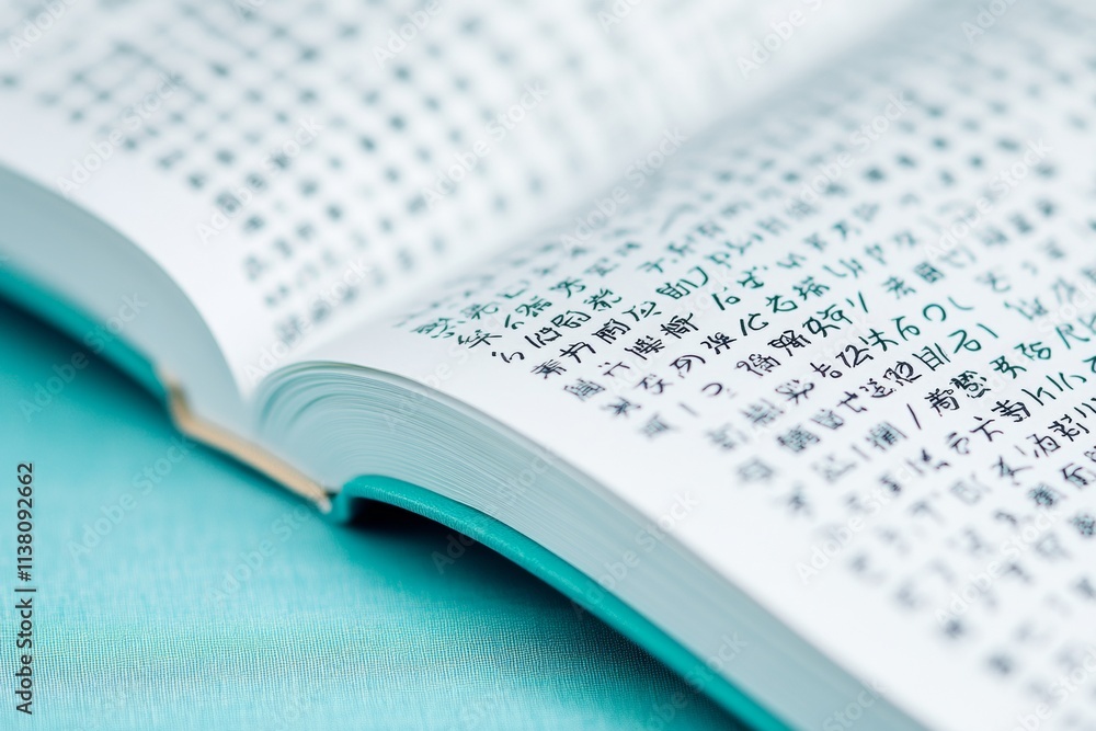 Aufkleber close-up of highlighted language textbook and open notebook on shared table
