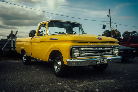 Classic Yellow Ford F-100 Custom Cab. Montevideo, Uruguay