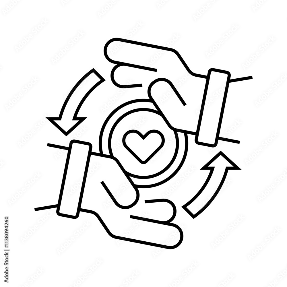 Poster helping hand line icon. linear style sign for mobile concept and web design. outline vector icon.