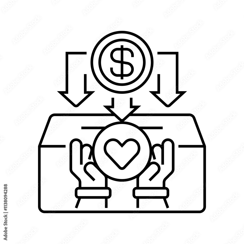 Poster donation box line icon. linear style sign for mobile concept and web design. outline vector icon.