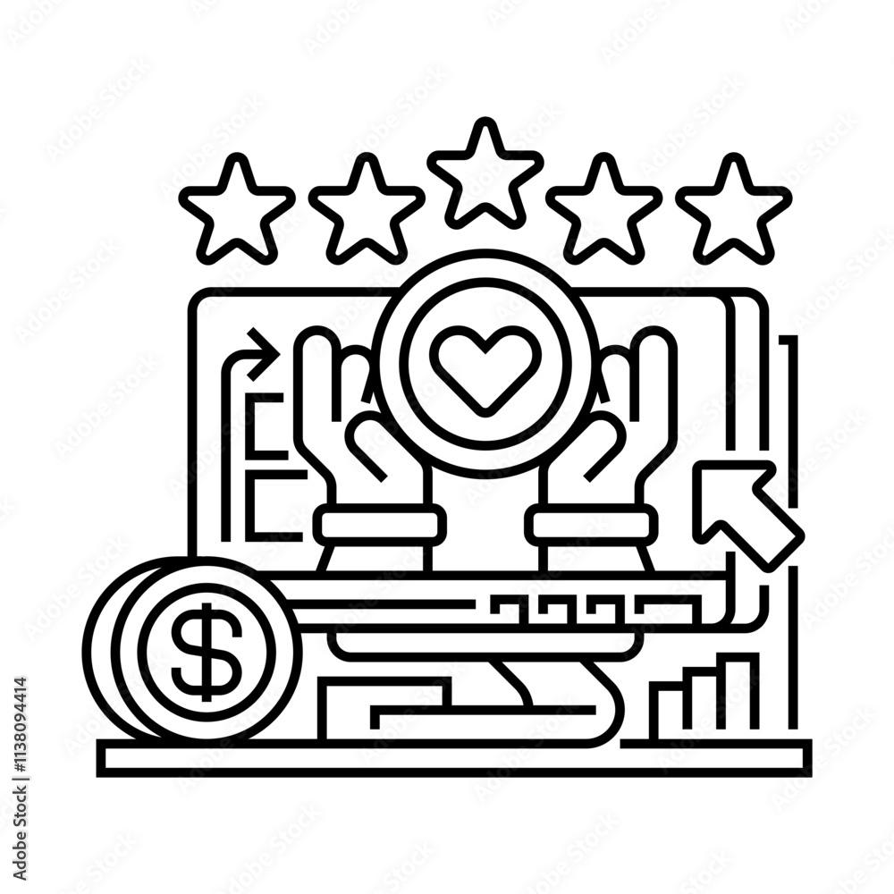 Poster online donation line icon. linear style sign for mobile concept and web design. outline vector icon.