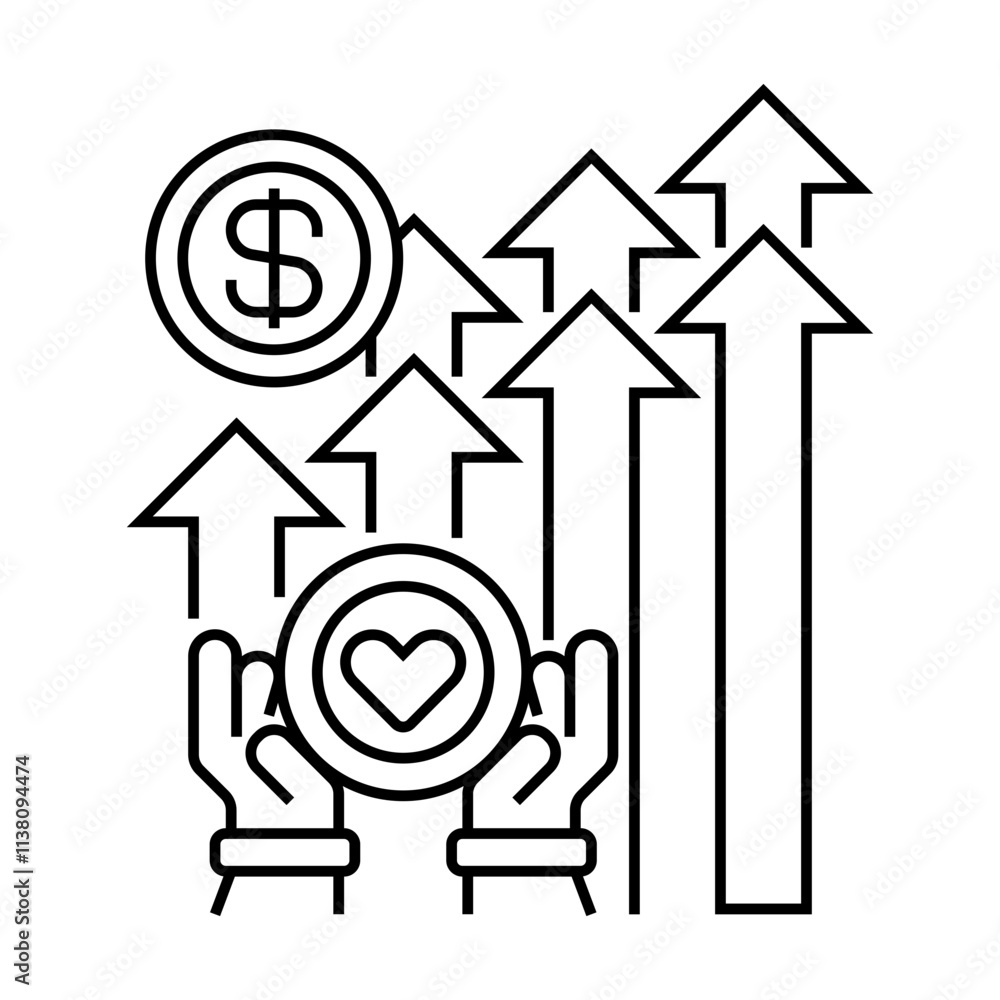 Aufkleber donation impact line icon. linear style sign for mobile concept and web design. outline vector icon.