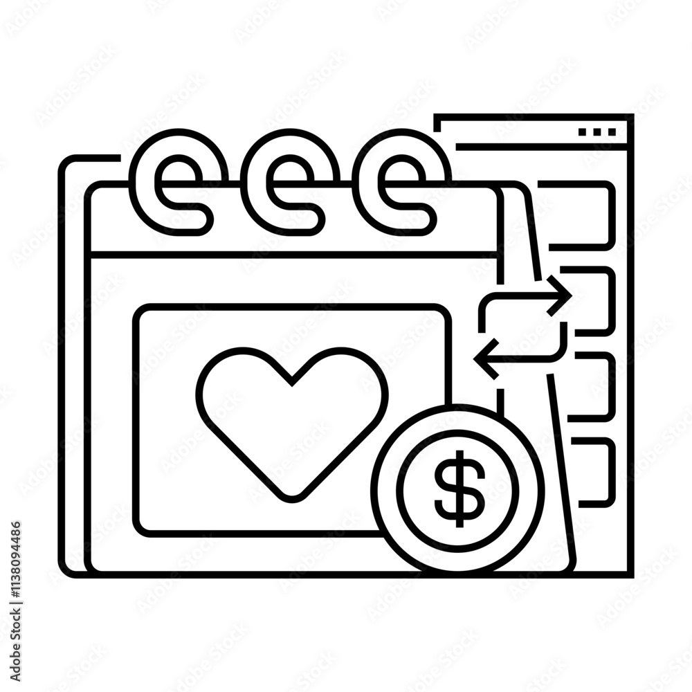 Poster monthly subscription line icon. linear style sign for mobile concept and web design. outline vector 