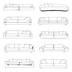Set of drawing lines for a Sofa , lines art