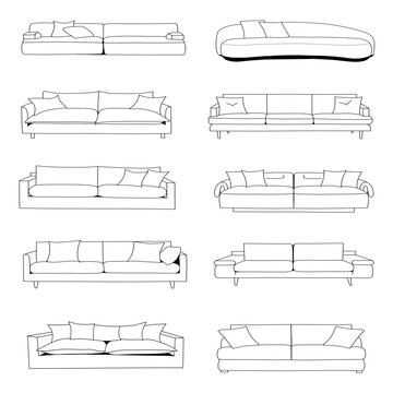 Set of drawing lines for a Sofa , lines art