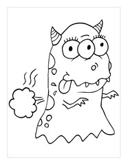 Farting Monster Coloring Page Vector Illustration Art