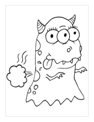  Farting Monster Coloring Page Vector Illustration Art © Blue Foliage