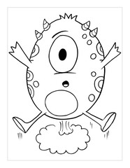 Farting Monster Coloring Page Vector Illustration Art