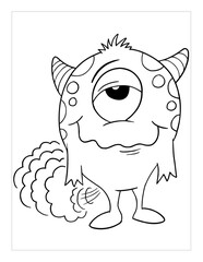 Farting Monster Coloring Page Vector Illustration Art