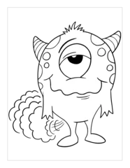 Selbstklebende Fototapeten Farting Monster Coloring Page Vector Illustration Art © Blue Foliage