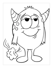 Selbstklebende Fototapeten Farting Monster Coloring Page Vector Illustration Art © Blue Foliage